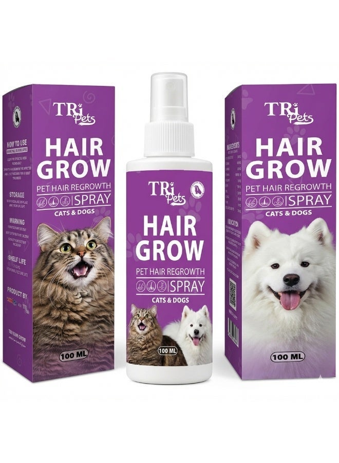 TRi Pets Hair Grow Spray for Cats & Dogs – Fast Hair Regrowth, Anti-Shedding, Skin Health Support, Aloe Vera & Biotin, 100ML - Image 1